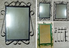 gr2- SPECCHIO IN FERRO BATTUTO COLORE NERO, cm 68 x h 86, e altri accessori