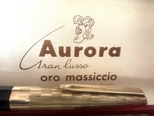🔴 AURORA penna stilografica cappuccio ORO 9KT Riserva Magica pennino oro F NOS