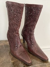Zara Brown Leather Mid Calf