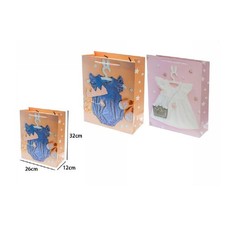 SET 2 BUSTE BUSTA BORSA REGALO NASCITA COMPLEANNO BIMBA 32X26X12CM 69974 2MODELL