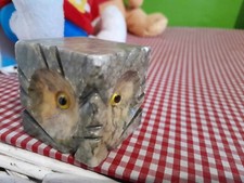 Vintage Alabastro Intagliato a Mano Made in Italy Cubo Gufo