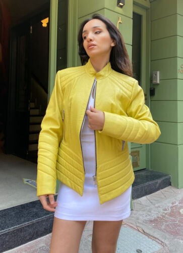 Giacca pelle donna - , gialla