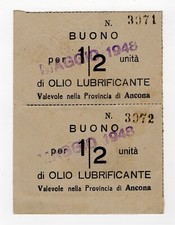 LOTTO di N°126 BUONI per acquisto di olio lubrificante Periodo Post Bellico