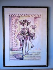 quadro geisha a china acquarellata