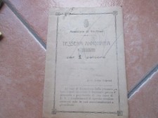 1921 tessera annonaria 1 persona  Municipio AVELLINO sindaco Aster Vetroni