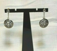 Orecchini Antichi in oro basso titolo e argento con diamanti taglio a rosetta pe