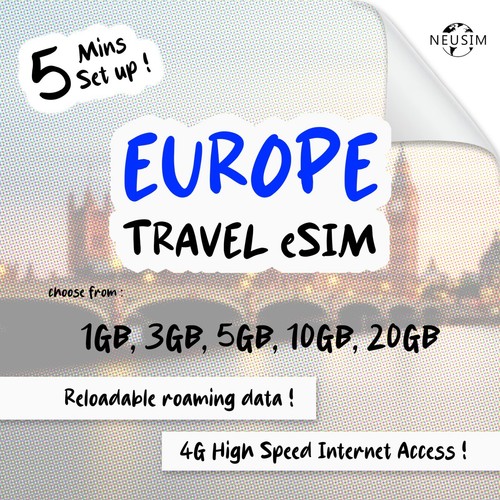 Neusim europe esim - europe+, 1-3gb