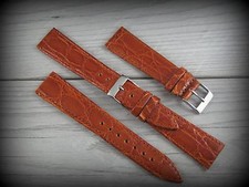 Cinturino piatto lucido 18 20 vera pelle italiana LS COCCODRILLO cognac