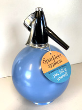 SELTZ SIFONE SODA  Sparklets Syphon GLOBEMASTER AZZURRO MADE IN ENGLAND '50/'60