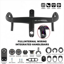 Manubrio integrato cablaggio interno strada carbonio 380-440 mm con supporto computer