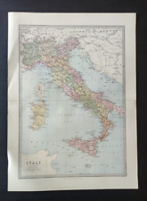ANTICA CARTINA GEOGRAFICA ITALIA BARTHOLOMEW 1890 CA CROMOLITOGRAFIA