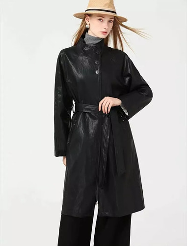 Cappotto ecopelle nero - cappotto, medio