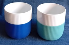 ROYAL COPENHAGEN - 2 tazzine da caffè / tazza FLUTED CONTRAST - Mega blu + verde chiaro