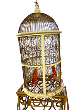 Vintage Gabbia decorativa Uccelli legno e ferro