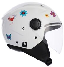 CASCO MOTO BAMBINO BAMBINA ACERBIS JET BREZZA KID 2206 BIANCO ADESIVI TG L 51/52