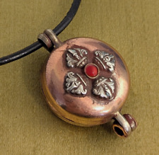 Ottimo Tibet. Amuleto Gau In Rame Con Dorje+Mantra Kalachakra Da Nepal