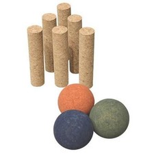 Bowling 3x palline da bowling in sughero e 6x spille in sughero