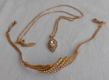 vintage Collana Sarah Coventry e Bracciale Avon metallo dorato e strass