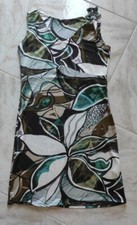 Abito Donna Fantasia Floreale Rinascimento Taglia 48 fiori bianco verde marrone