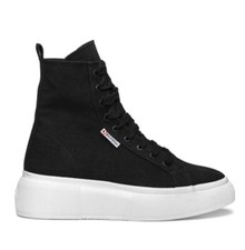 Scarpe Superga DenimW 2589 Nere canvas alte Platform 5 cm zeppa sneakers 40