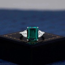 Anello 5,80 ct smeraldo taglio smeraldo naturale proposta diamante oro bianco massiccio 14 carati 8