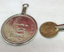 MEDAGLIA CENTENARIO CARLO ERBA ARGENTO 800 DA APPENDERE OROLOGIO/CHIAVI  1953