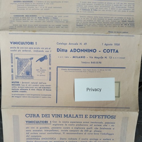Enologia 1958 ditta adonnino - enologia,