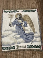 Vintage Coperta da Lancio Tessuto Angelo della Pace Carleton Cards 50" X 58"