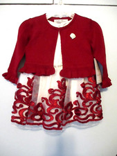 Abito e maglione nuovo con etichette principessa couture bambina marrone/borgogna e bianco taglia 12 mesi