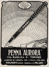 PUBBLICITA'1924 PENNA STILO AURORA VIA BASILICA 9 STABILIMENTI TORINO BISCARETTI