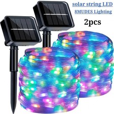 Luci Natale Led da esterno con pannello solare 300led 32m multicolor / bianco