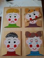 Gioco didattico in legno ad incastro puzzle emozioni in perfette condizioni