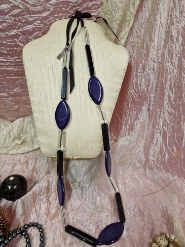 Collana plastica viola nero - plastica,