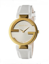 Orologio da donna Gucci in pelle bianca ad incastro - YA133327 37mm.