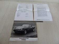 MATERIALE STAMPA ORIGINALE TRIUMPH SPITFIRE 1500 IN ITALIANO 1975