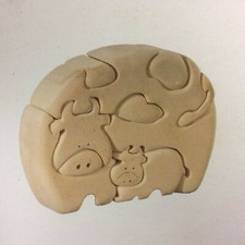 Puzzle 3D DOLFI Famiglia bovina mucche legno naturale