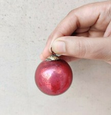 Antico Tedesco Kugel Rosso Vetro Sfera Vecchio Natale Ornamento Decorativi 333