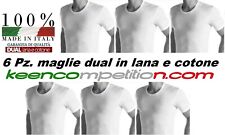6 MAGLIE INTERNE UOMO GIROCOLLO MANICA CORTA IN LANA E COTONE 100% MADE IN ITALY