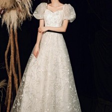 Abito da ballo donna adulto cerimonia abito a rete floreale con cintura linea A elegante ballo