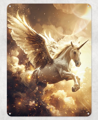 Poster metallo unicorno bianco