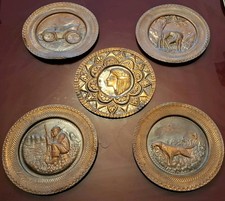 5 piatti decorativi in rame /