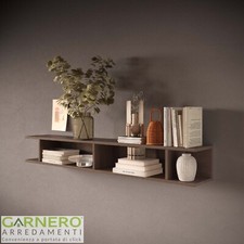 Mensola da parete moderna sospesa vani a vista 138x19h cm rovere scuro SUNSET