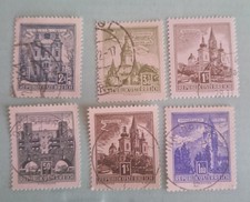 6 Francobolli Timbrati Austria 1957. Castelli.