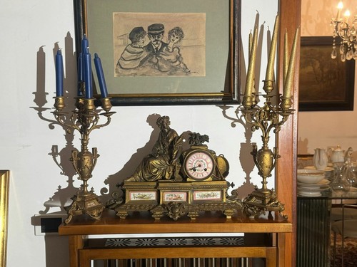 Trittico orologio candelieri - orologio, +
