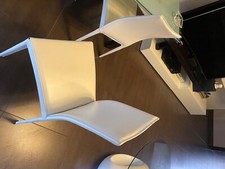 Sedie bontempi cuoio bianche più tavolo calligaris in vetro 