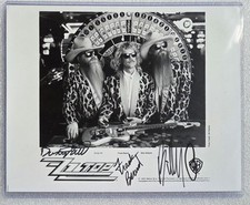 ZZ TOP FIRMATO 8X10 FOTO AUTOGRAFATA MUSICA BILLY GIBBONS DUSTY HILL FRANK BEARD