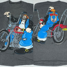 T-shirt vintage Brutus Popeye biker senza maniche bullone taglio double face grigia