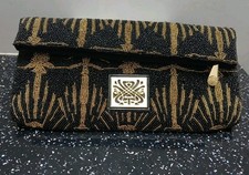 Borsa Biba nera oro deco perline paillettes pochette festa fibbia iconica - vintage chic