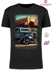 T-SHIRT NERA HOT ROAD MUSCLE CAR rockabilly rock'n roll American