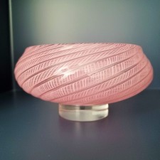 Murano anni 50 - Coppetta svuotatasche portaoggetti vetro lattimo filigrana rosa